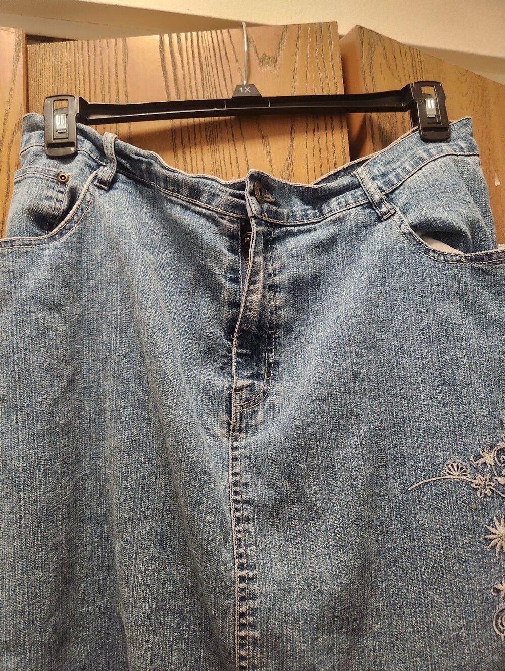 Westport Denim Skirt W/Embroidery - Picture 5 of 9